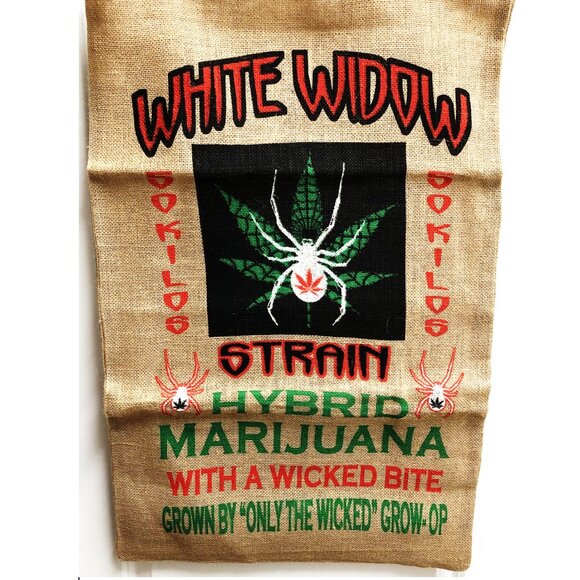 White Widow Novelty Burlap Bag 💸 - Picture 1 of 3